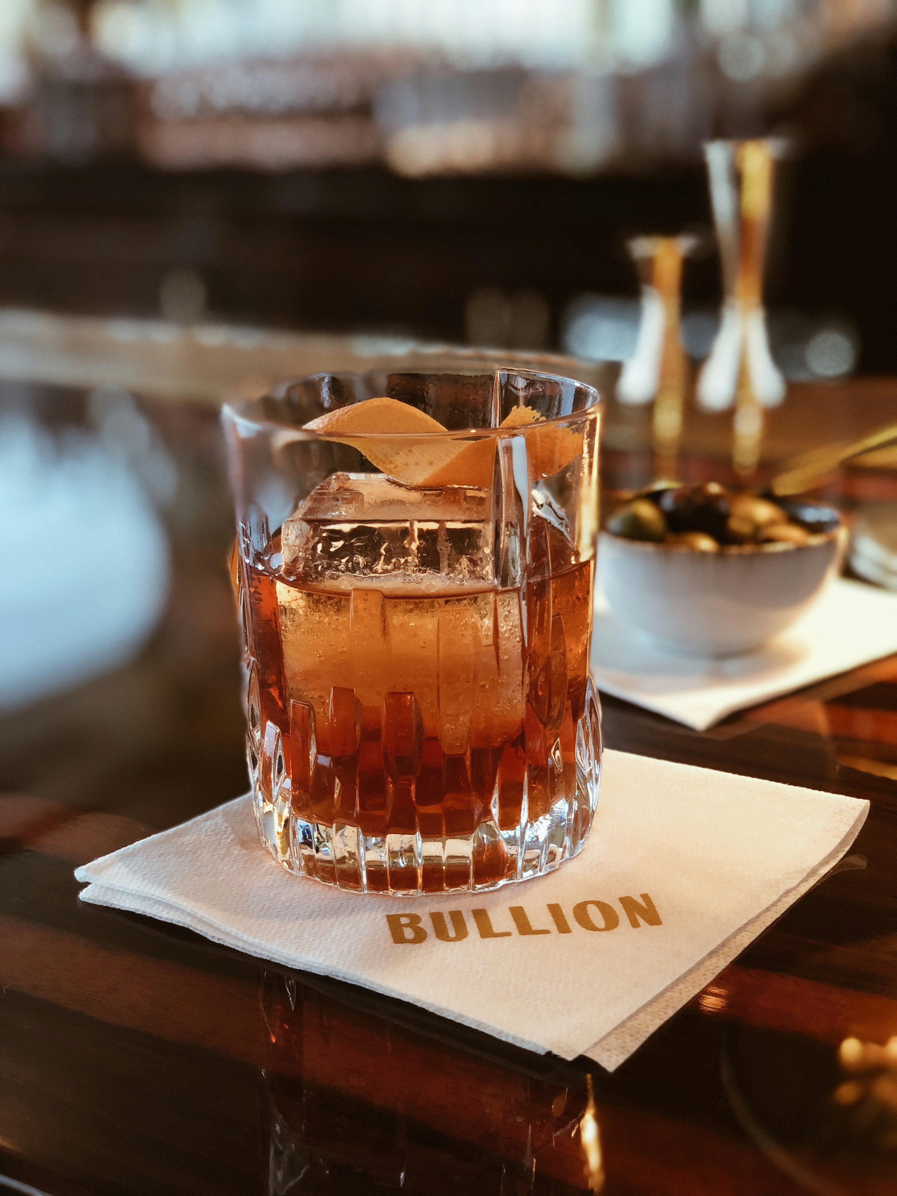 Premium cocktail being poured