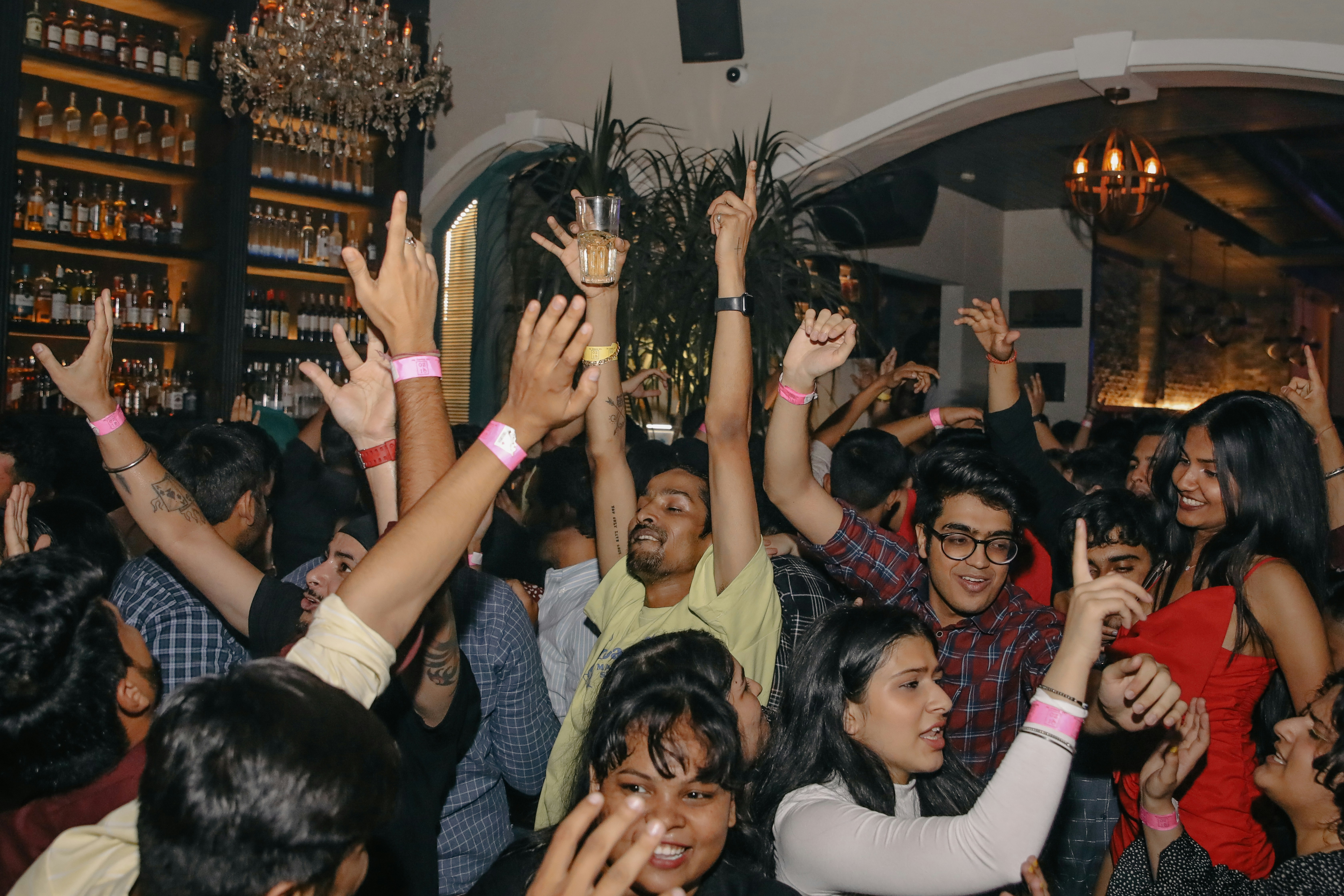 VIP lounge guests toasting